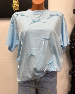 T-shirt strik lichtblauw